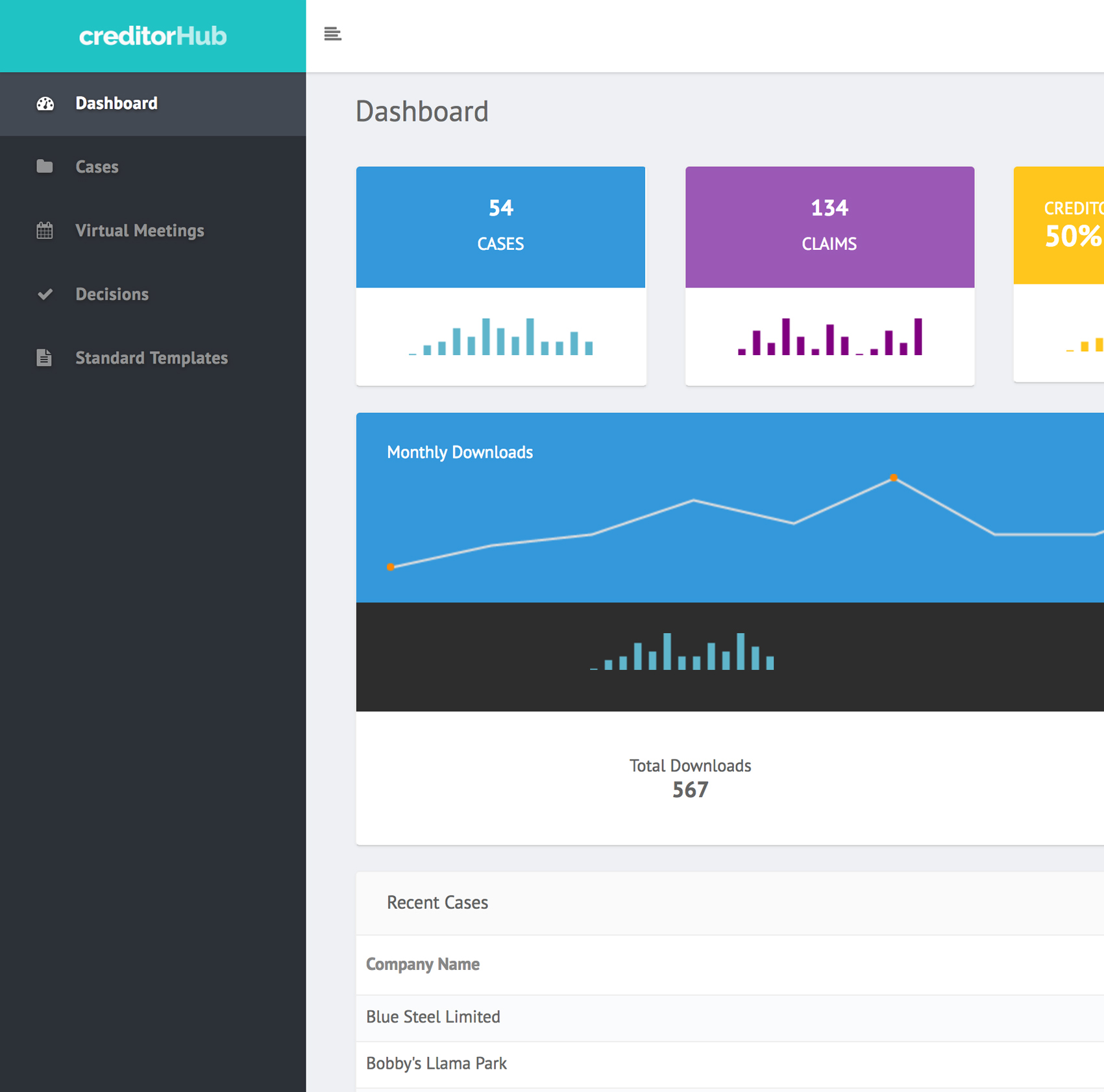 Creditor Hub Dashboard